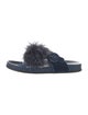Aquazzura Velvet Feather Trim Slides