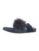 Aquazzura Velvet Feather Trim Slides