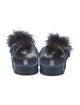 Aquazzura Velvet Feather Trim Slides
