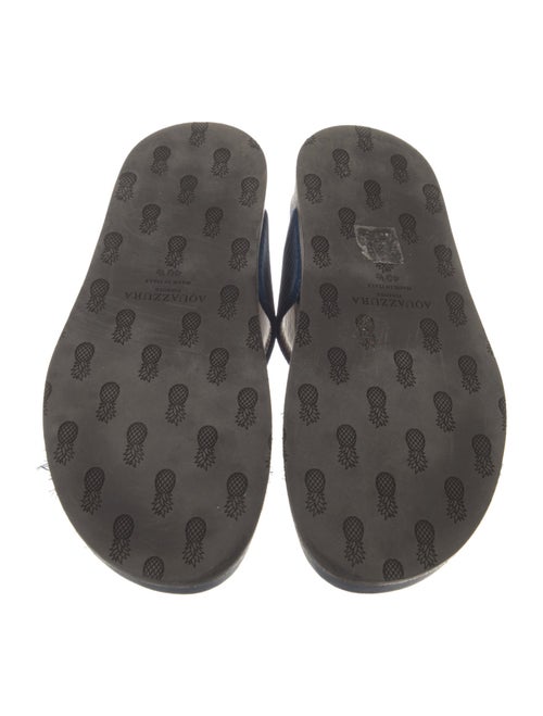 Aquazzura Velvet Feather Trim Slides