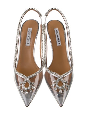 Aquazzura PVC Crystal Embellishments Slingback Pumps
