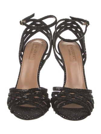 Aquazzura Suede Crystal Embellishments Sandals