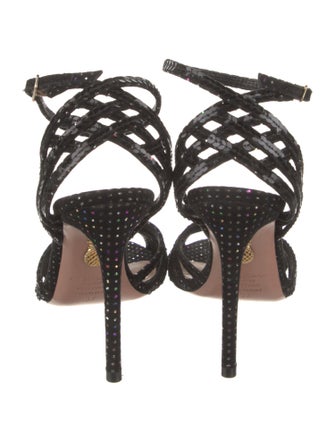 Aquazzura Suede Crystal Embellishments Sandals