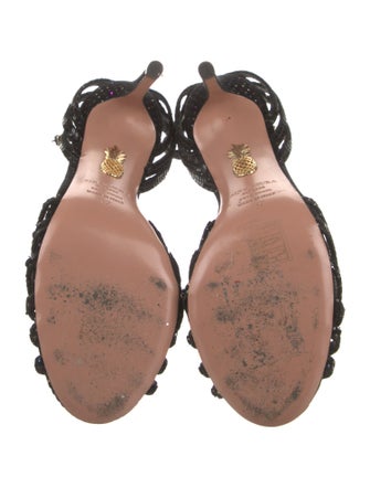 Aquazzura Suede Crystal Embellishments Sandals