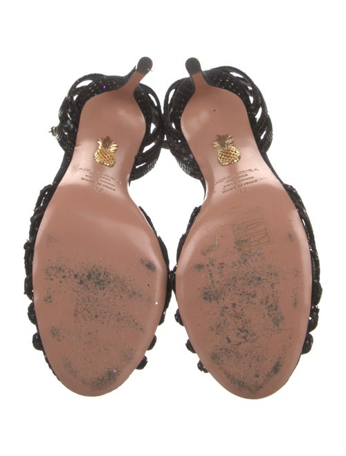Aquazzura Suede Crystal Embellishments Sandals