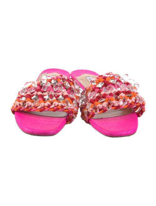 Aquazzura Striped Crystal Embellishments Slides