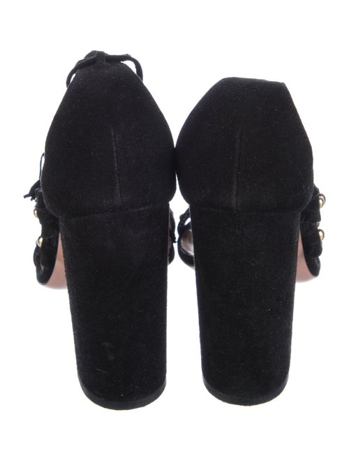 Aquazzura Suede Animal Print T-Strap Pumps