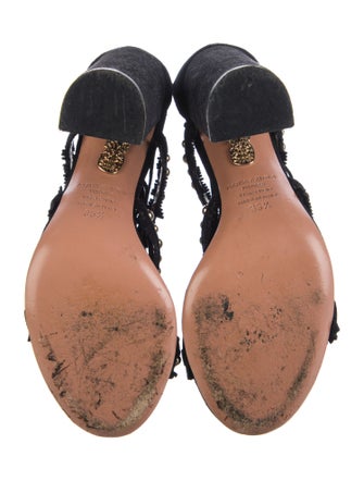 Aquazzura Suede Animal Print T-Strap Pumps