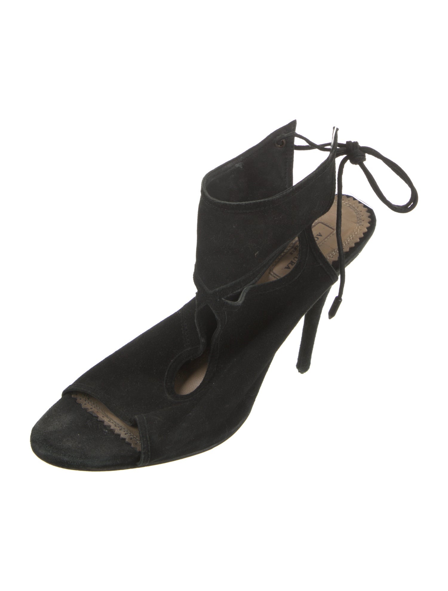 Aquazzura Suede Cutout Accent Slingback Sandals