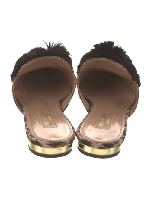 Aquazzura Animal Print Pom-Pom Embellishments Mules