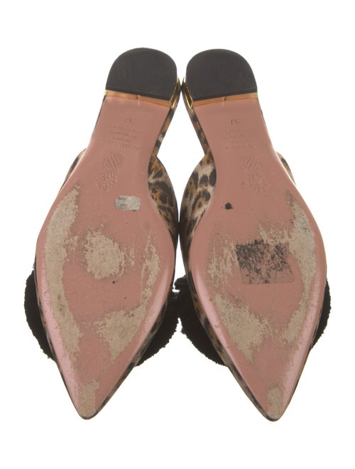 Aquazzura Animal Print Pom-Pom Embellishments Mules