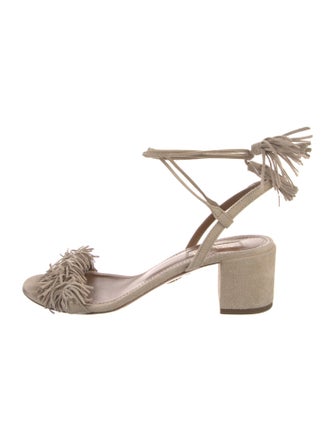 Aquazzura Suede Tassel Accents Espadrilles