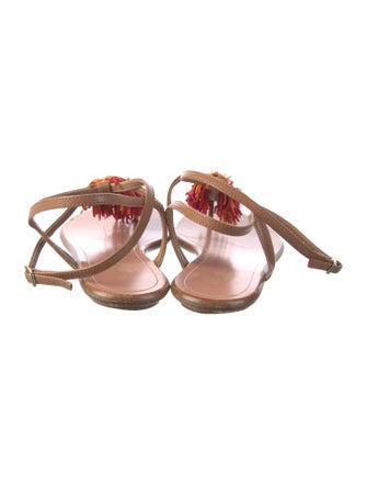 Aquazzura Leather Fringe Trim Accent Sandals
