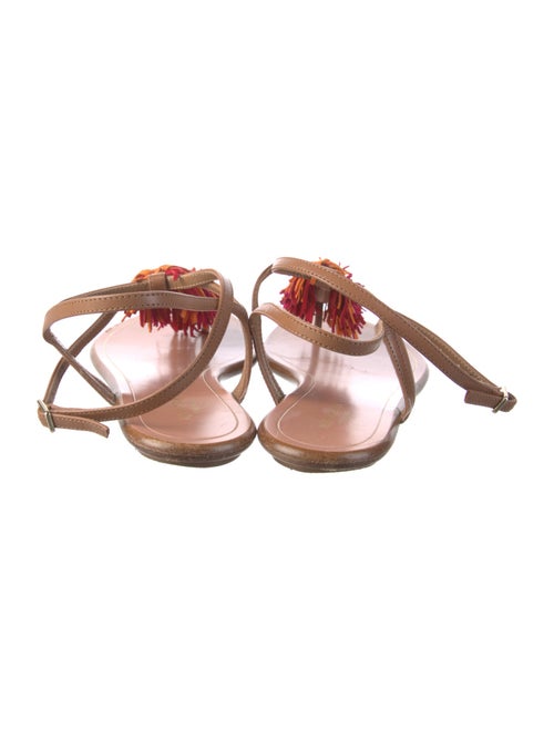 Aquazzura Leather Fringe Trim Accent Sandals