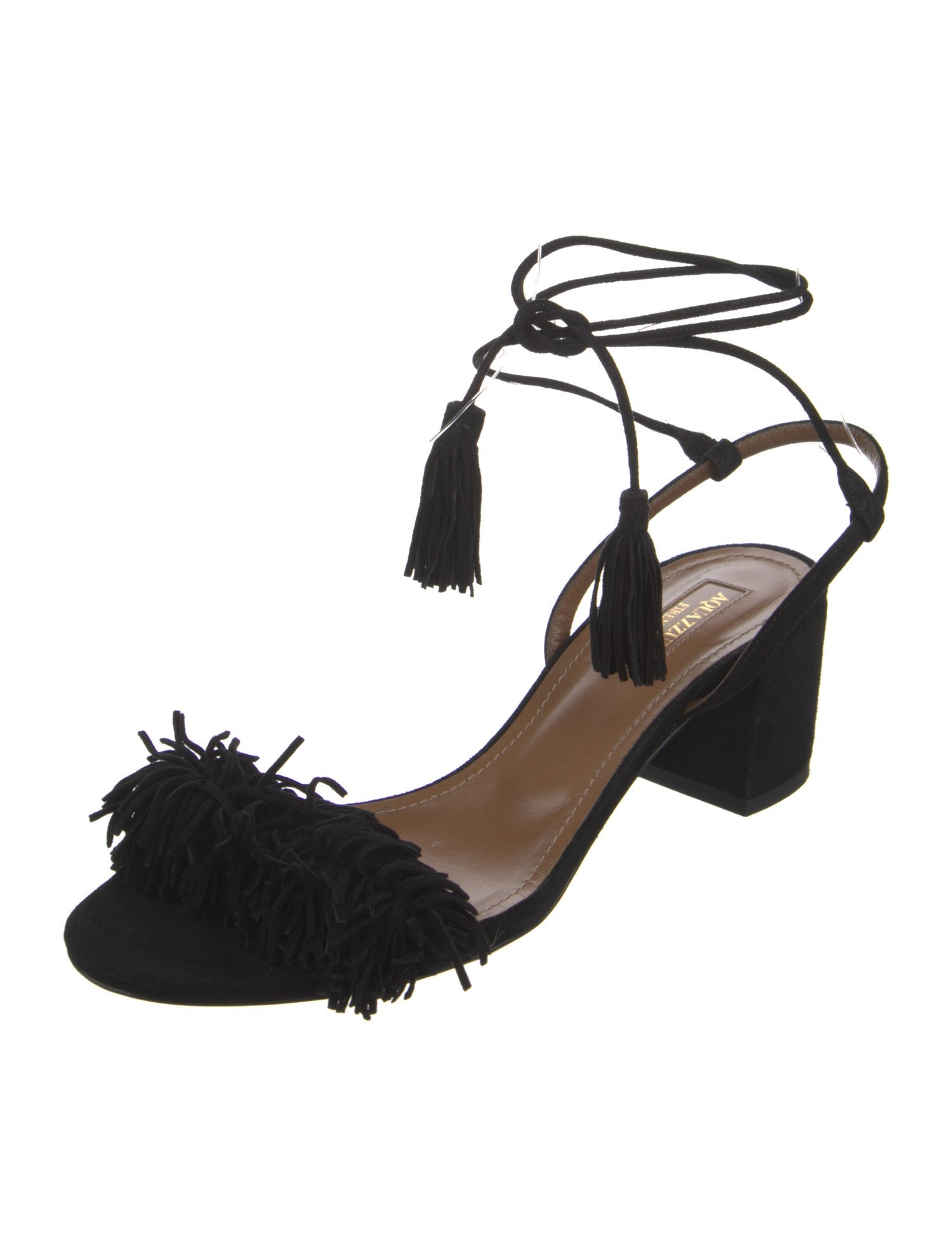 Aquazzura Suede Tassel Accents Sandals