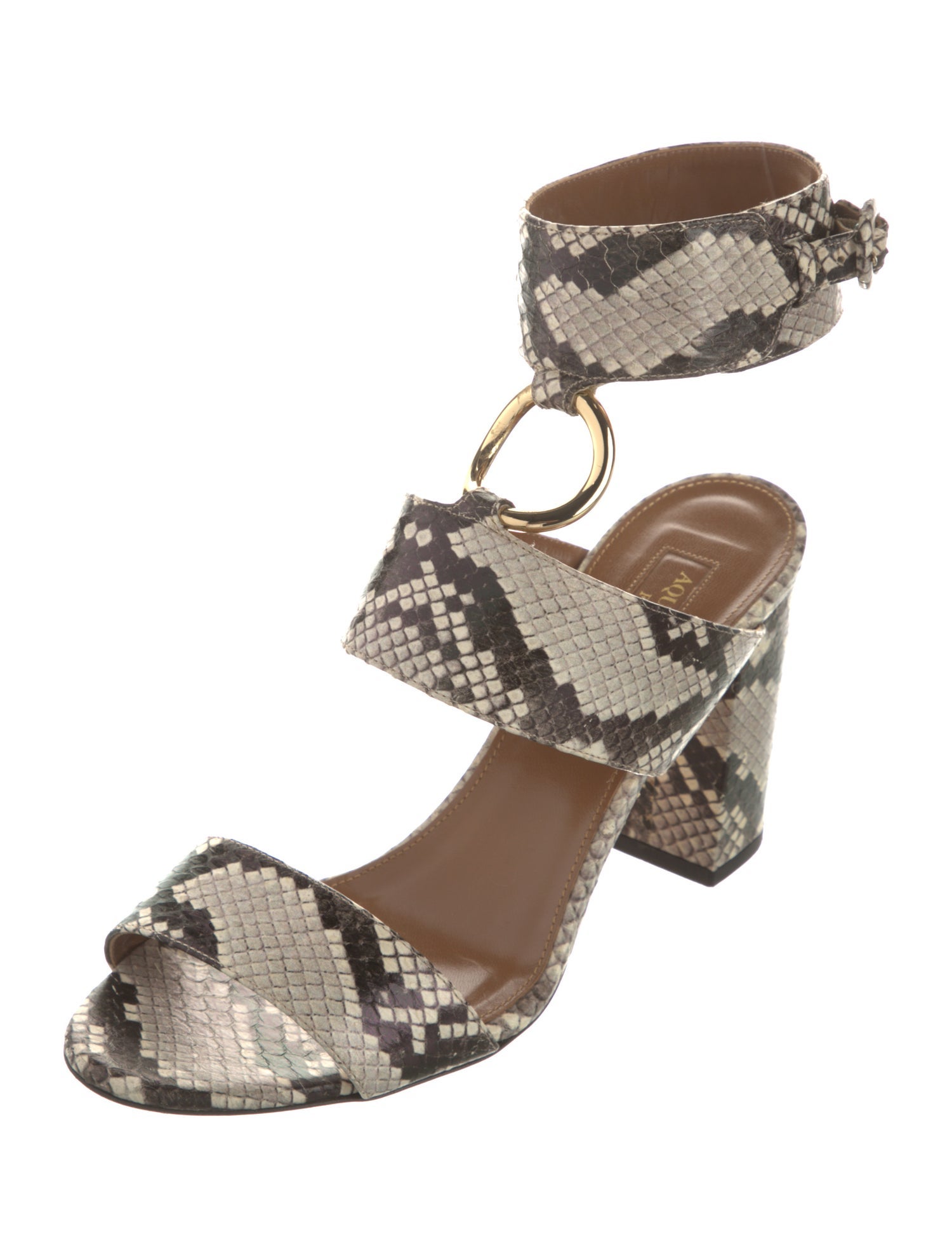 Aquazzura Embossed Leather Animal Print Sandals