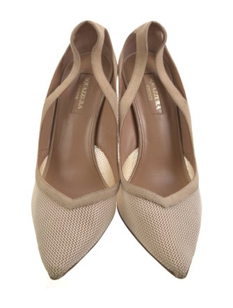 Aquazzura Suede Mesh Accents D'Orsay Pumps
