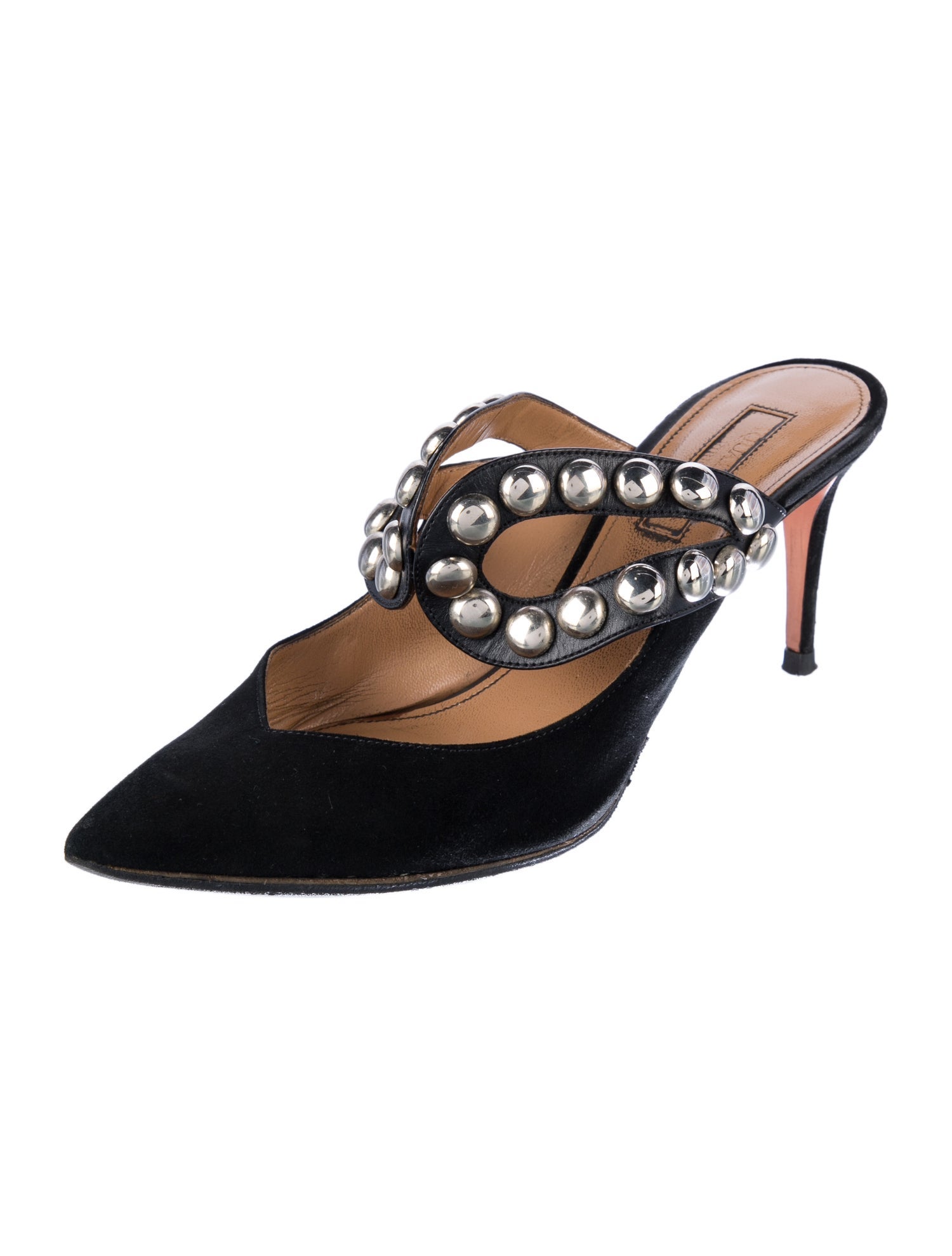 Aquazzura Suede Printed Mules