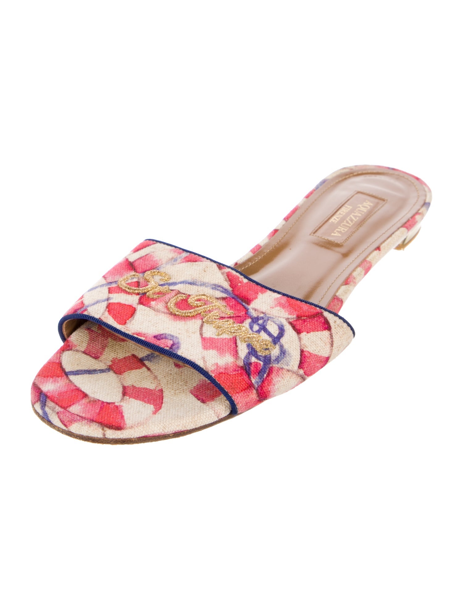 Aquazzura Canvas Printed Slides