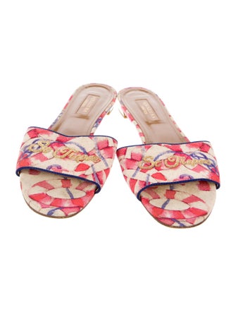 Aquazzura Canvas Printed Slides
