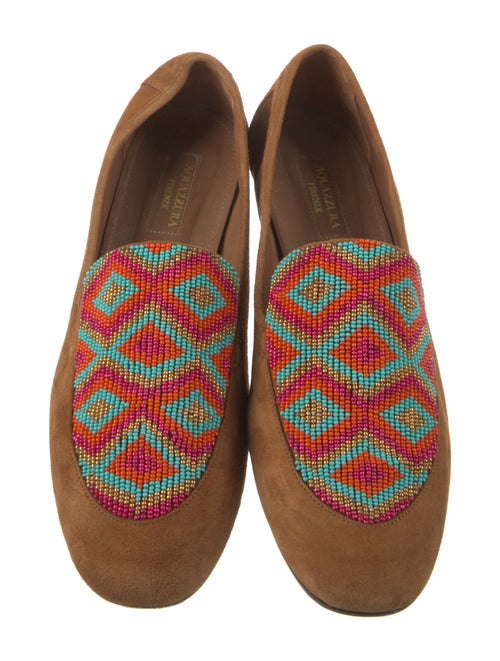 Aquazzura Suede Animal Print Loafers