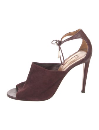 Aquazzura Suede Leather Trim Embellishment Sandals