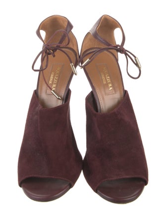 Aquazzura Suede Leather Trim Embellishment Sandals