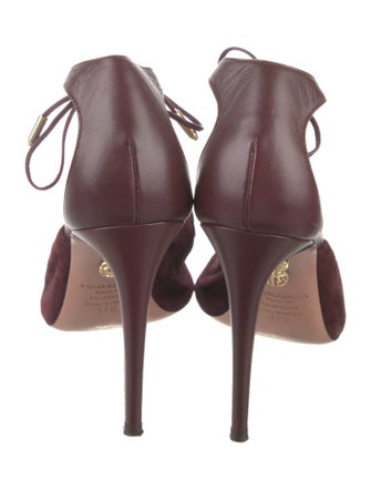 Aquazzura Suede Leather Trim Embellishment Sandals