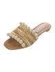 Aquazzura Straw Pom-Pom Embellishments Slides