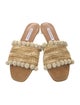 Aquazzura Straw Pom-Pom Embellishments Slides