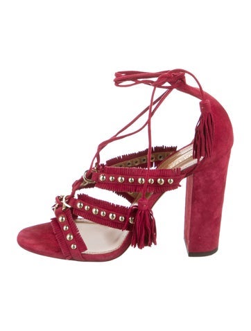 Aquazzura Sandals Suede Tassel Accents IT 38 | 8