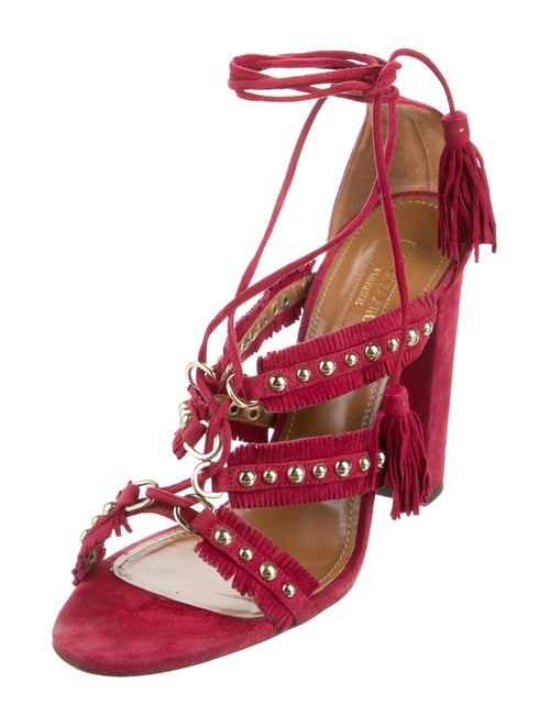 Aquazzura Suede Tassel Accents Sandals