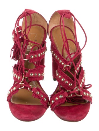 Aquazzura Suede Tassel Accents Sandals