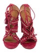 Aquazzura Suede Tassel Accents Sandals