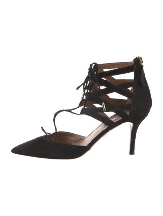 Aquazzura Suede T-Strap Pumps