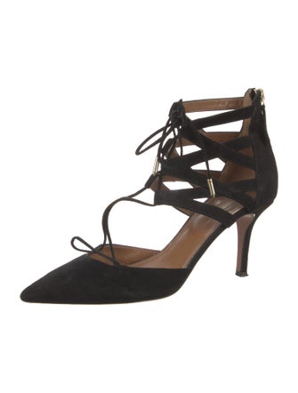 Aquazzura Suede T-Strap Pumps
