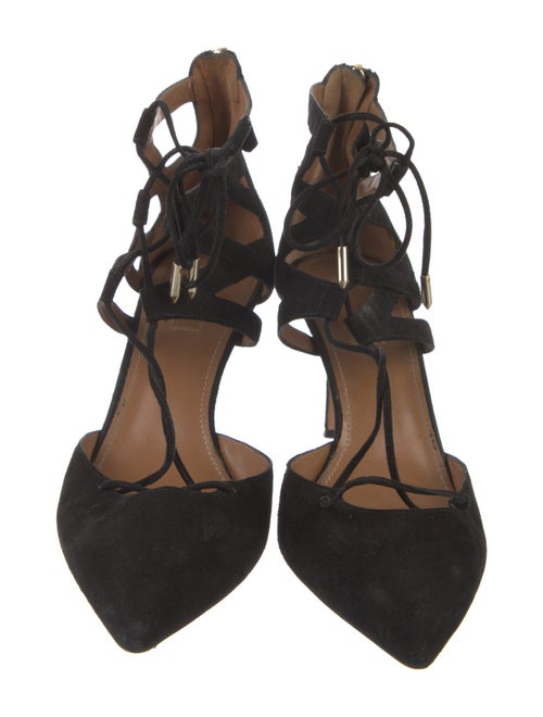Aquazzura Suede T-Strap Pumps