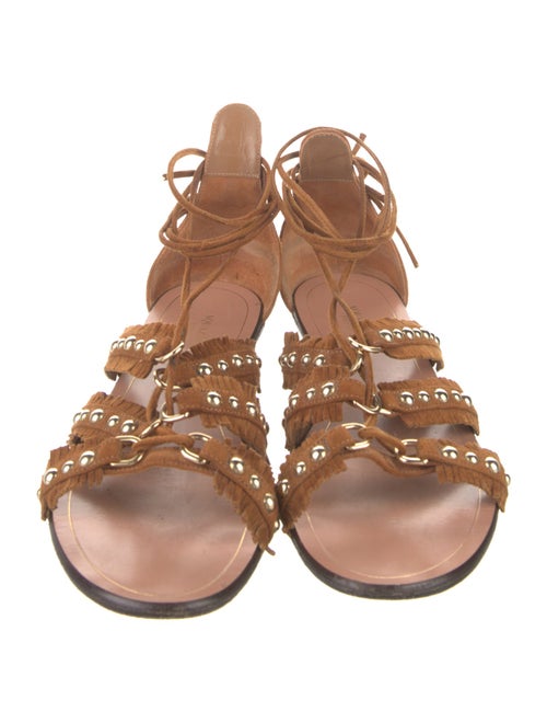 Aquazzura Suede Tassel Accents Gladiator Sandals
