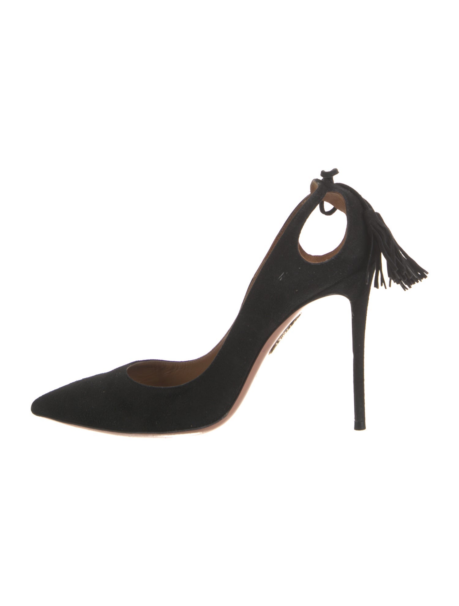 Aquazzura Suede Tassel Accents Slingback Pumps