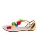 Aquazzura Raffia Colorblock Pattern T-Strap Sandals