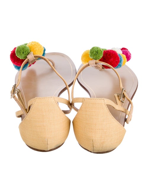 Aquazzura Raffia Colorblock Pattern T-Strap Sandals