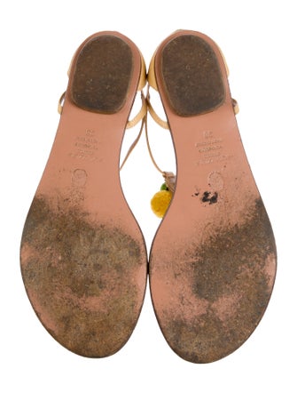 Aquazzura Raffia Colorblock Pattern T-Strap Sandals