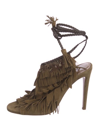 Aquazzura Suede Tassel Accents Gladiator Sandals