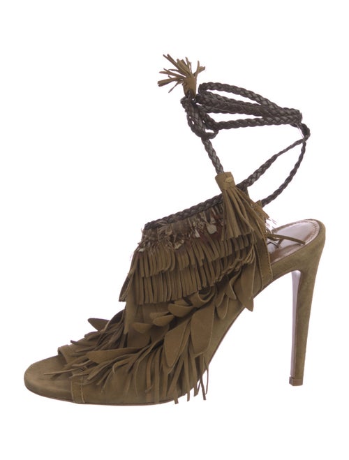 Aquazzura Suede Tassel Accents Gladiator Sandals