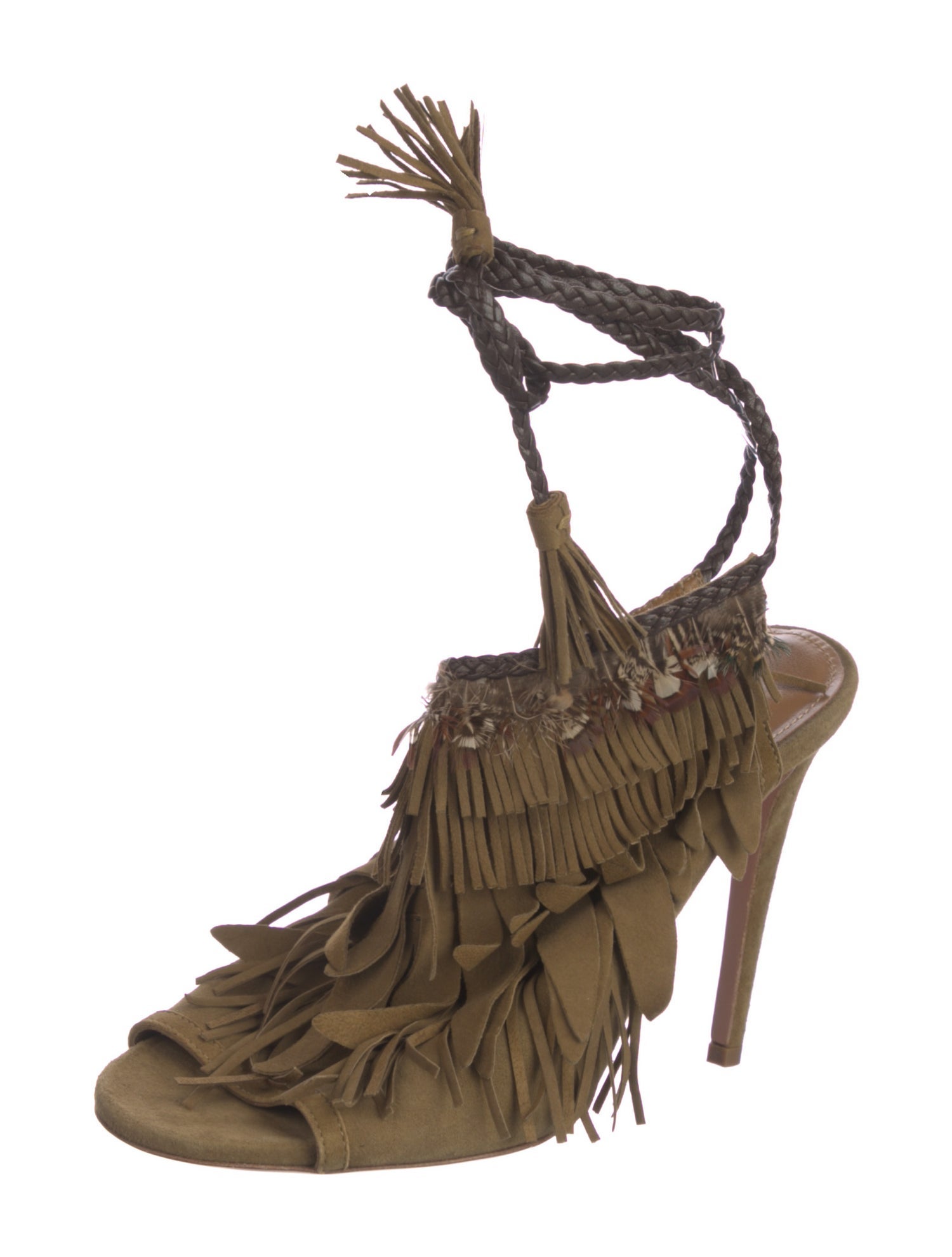 Aquazzura Suede Tassel Accents Gladiator Sandals