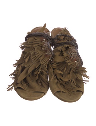 Aquazzura Suede Tassel Accents Gladiator Sandals