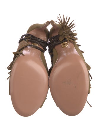 Aquazzura Suede Tassel Accents Gladiator Sandals