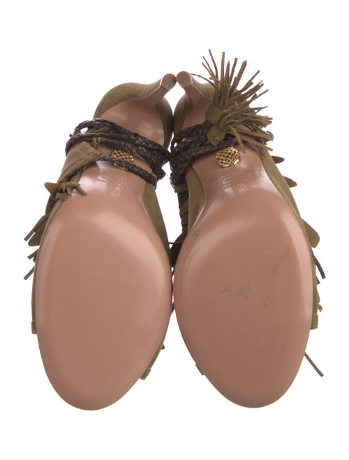Aquazzura Suede Tassel Accents Gladiator Sandals