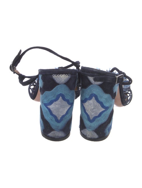 Aquazzura Suede Printed T-Strap Sandals