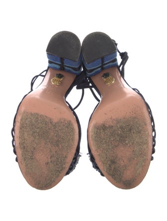 Aquazzura Suede Printed T-Strap Sandals